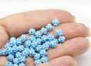 6mm Blue white fancy bicone Czech glass pressed beads, 50pc