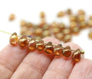 5x7mm Brown Pink teardrops pressed czech glass beads