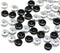 6mm Black czech glass rondelle spacer beads, silver coating, 50pc