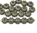9mm Dark Green picasso czech glass daisy beads