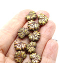 11x13mm Rustic Picasso maple czech glass leaf beads