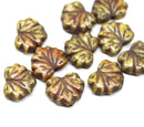 11x13mm Rustic Picasso maple czech glass leaf beads