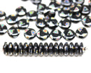 6mm Black czech glass rondelle spacer beads, geometry ornament, 50pc