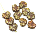 11x13mm Rustic Picasso maple czech glass leaf beads