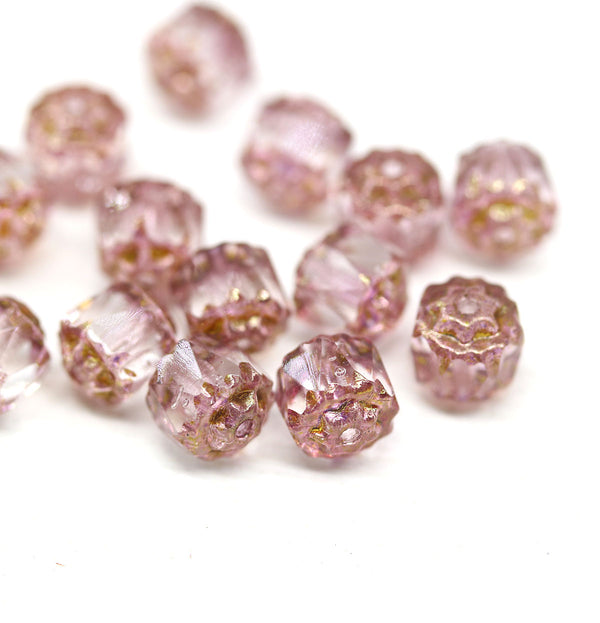 6mm Rose Pink Czech glass cathedral beads