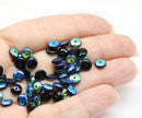 6mm Black czech glass rondelle spacer beads, AB coating, 50pc