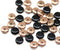 6mm Black czech glass rondelle spacer beads, copper coating, 50pc