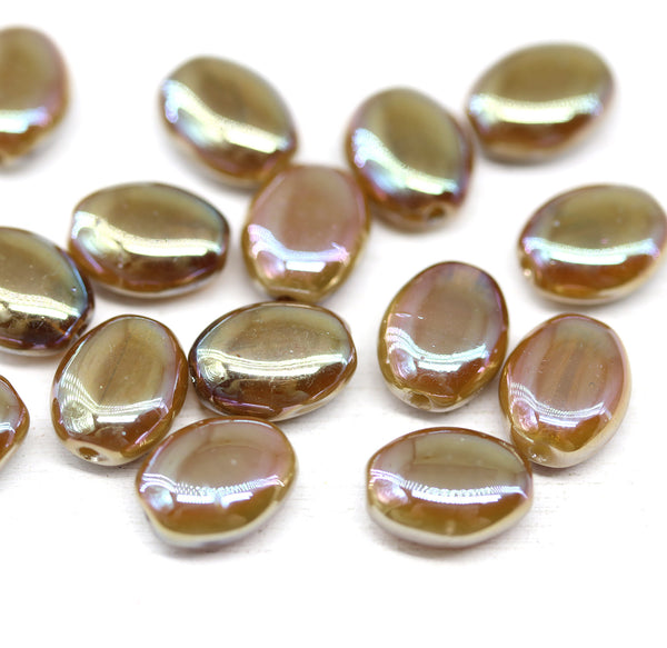 9x7mm Beige luster oval Czech glass beads 20pc