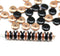 6mm Black czech glass rondelle spacer beads, copper coating, 50pc