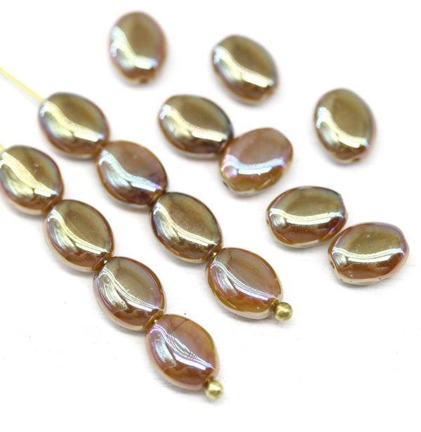 9x7mm Beige luster oval Czech glass beads 20pc