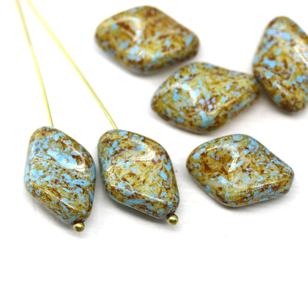19x13mm Picasso blue oval Czech glass large wavy beads