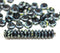 6mm Black czech glass rondelle spacer beads, picasso coating, 50pc