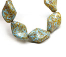 19x13mm Picasso blue oval Czech glass large wavy beads