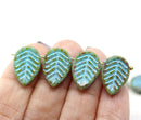 12x16mm Picasso blue side drilled leaf Czech glass beads