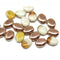 9x7mm Puffy oval flat czech glass beads, copper coating, 20pc