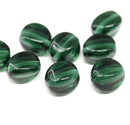 13mm Large antique green Czech glass beads, 8pc