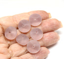 9x14mm Frosted light purple puffy rondels Czech glass beads - 6Pc