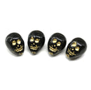 14mm Black gold wash skull beads Czech glass beads, 4Pc