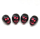 14mm Black pink wash skull beads Czech glass beads, 4Pc