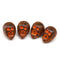 14mm Rustic orange skull beads Czech glass beads, 4Pc