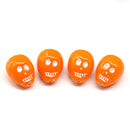 14mm Orange white wash skull beads Czech glass beads, 4Pc