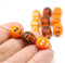 14mm Orange white wash skull beads Czech glass beads, 4Pc