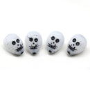 14mm White black wash skull beads Czech glass beads, 4Pc