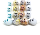 14mm White copper wash skull beads Czech glass beads, 4Pc