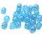7mm Frosted blue cube czech glass beads, silver star ornament, 25pc