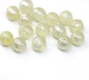 8mm Pale yellow silver wash round czech glass druk beads, 15Pc