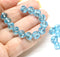 7mm Blue cube czech glass beads, silver star ornament, 25pc