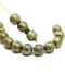 8mm Heavy gold wash on black round czech glass druk beads, 15Pc