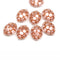 Frosted pink copper inlays grape fruit Czech glass beads 8pc