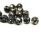 8mm Black with gold flakes round czech glass druk beads, 15Pc