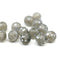 8mm Frosted gray round czech glass druk pressed beads, silver flakes, 15Pc