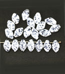 12x7mm Black and white leaf beads Czech glass, 20Pc