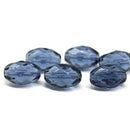 12x8mm Montana blue barrel beads, czech glass fire polished oval beads, 6Pc