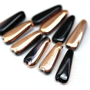 17x6mm Long black triangle beads copper luster Czech glass beads, 10Pc