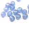 8mm Frosted blue round czech glass druk pressed beads, silver flakes, 15Pc
