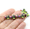 6x9mm Antique green czech glass teardrop beads luster - 30pc