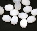 Coffee bean Czech glass beads - Frosted white - 15pc