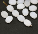 Coffee bean Czech glass beads - Frosted white - 15pc