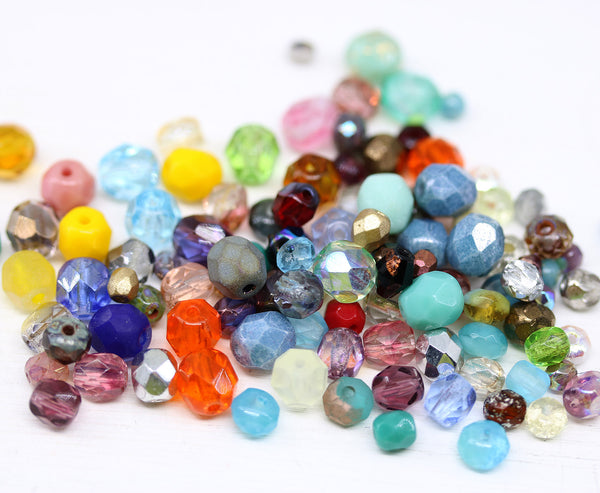 Czech glass beads mix fire polished round spacers 15 gram