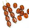 Coffee bean Czech glass beads - Brown copper inlays - 15pc