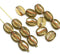 Coffee bean Czech glass beads - Light brown copper inlays - 15pc