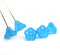 11x13mm Frosted blue trumpet flower Czech glass beads, 6Pc