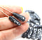 17x6mm Long black triangle beads silver flakes Czech glass, 15Pc