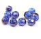 8mm Sapphire blue czech glass fire polished round cut beads - 10Pc