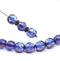8mm Sapphire blue czech glass fire polished round cut beads - 10Pc