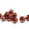 8mm Red czech glass fire polished round cut beads, golden luster - 10Pc